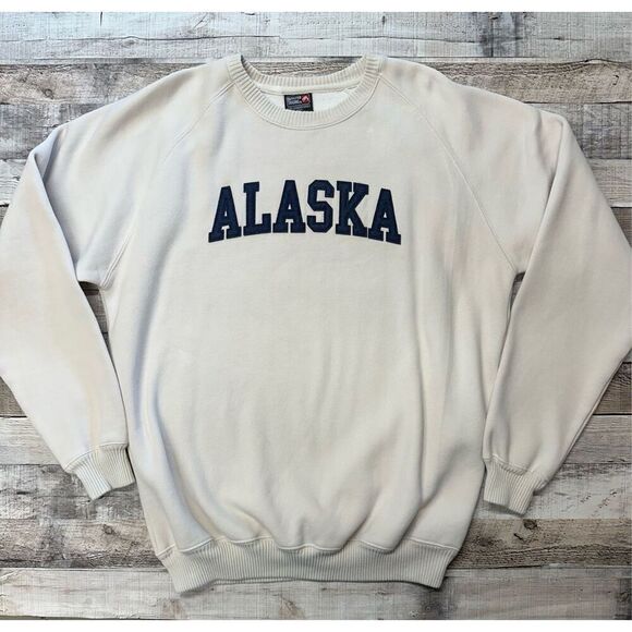 Alaska Pullover Crewneck Warm Fleece Long Sleeve Cream Sweatshirt Size XL - Picture 1 of 6
